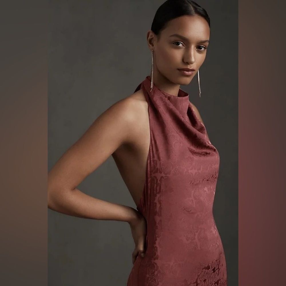 FAME AND PARTNERS CHRISLEY JACQUARD HALTER DRESS - Picture 2 of 4